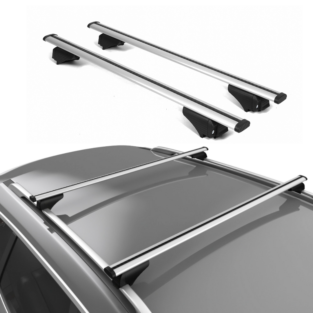 ERKUL Universal Roof Rack Cross Bars - 42.5" Crossbars Fits Raised Side Rail Cars & SUVs | Adjustable Aluminum Aero Bars for Rooftop Luggage Cargo Carrier Canoe Kayak Bike Ski | Black