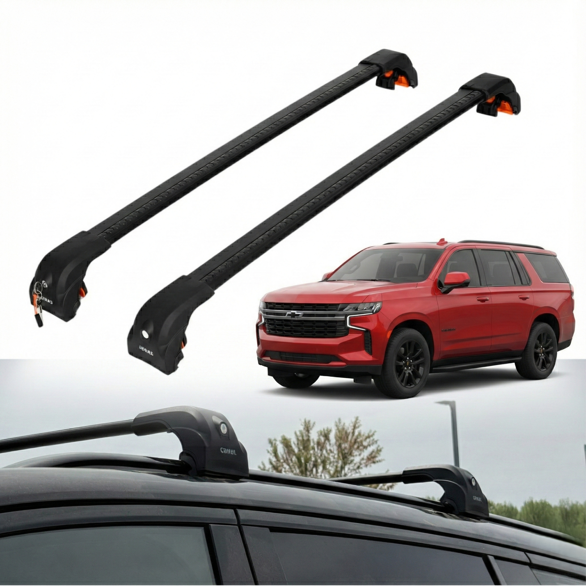 220 lbs 2 Pcs Roof Rack Crossbars Fit Chevrolet Suburban 2021-2026 Black