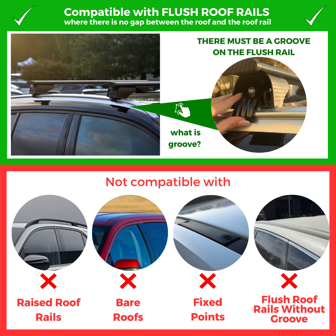 ERKUL Universal Roof Rack Cross Bars Fits Flush Roof Rail for Cars & SUVs Models