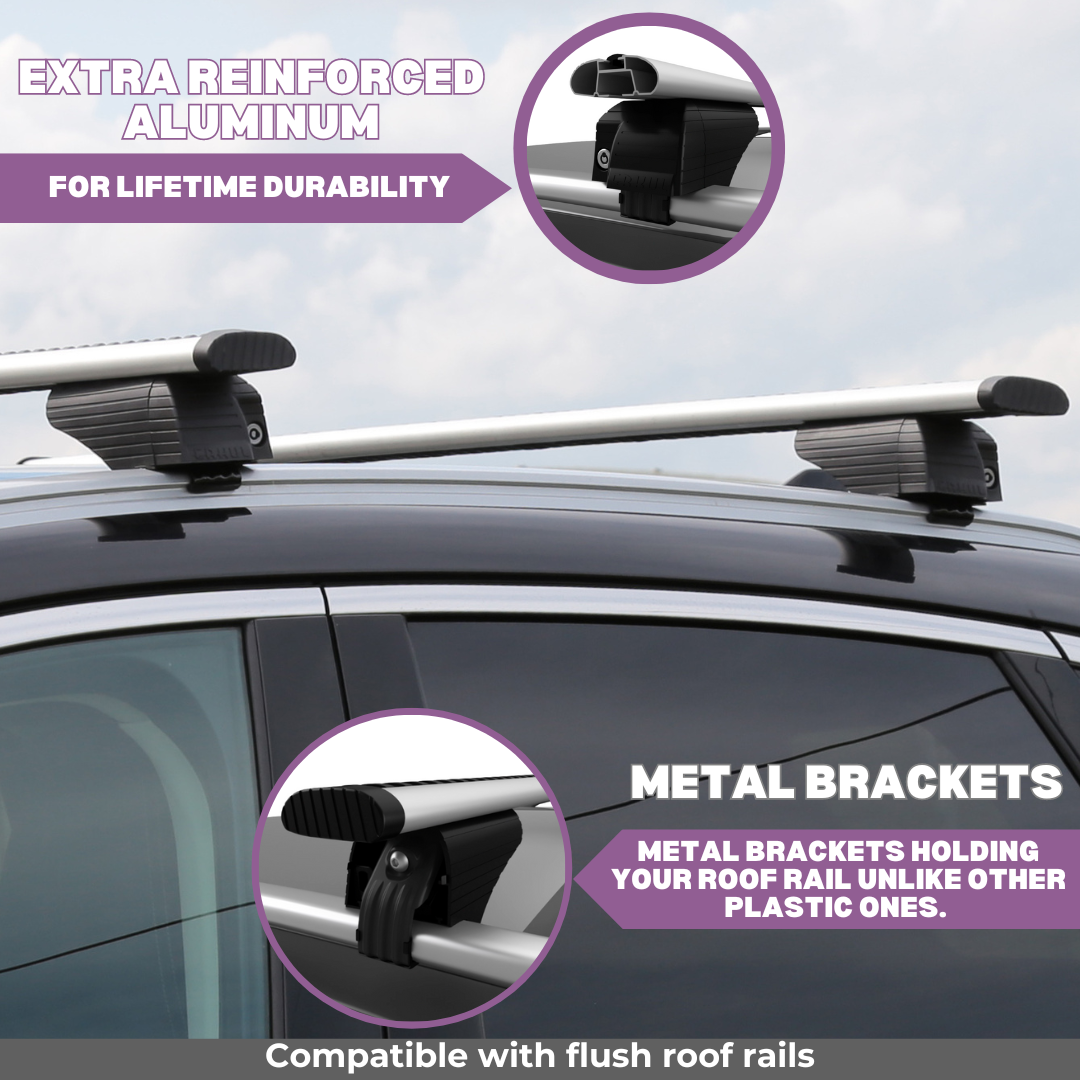 ERKUL Universal Roof Rack Cross Bars Fits Flush Roof Rail for Cars & SUVs Models