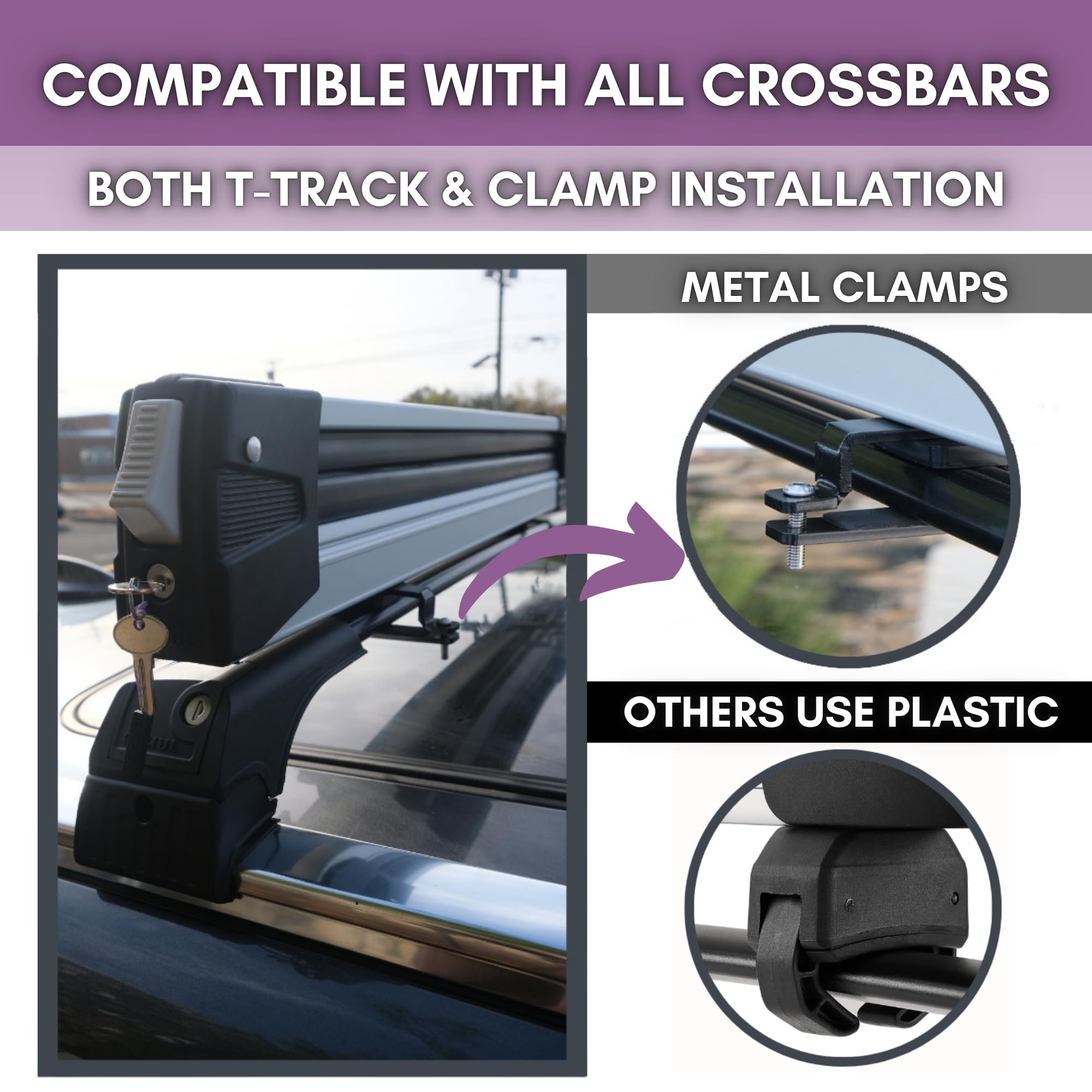 25" Universal Ski Rack for Car Roof Rack Crossbars 4 Pair Skis or 2 Snowboards