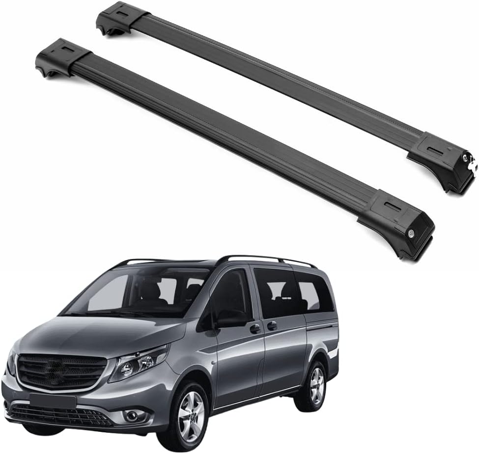 2 Piece Lockable Roof Rack Cross Bars For Mercedes Benz Metris 2016-2023 | Black