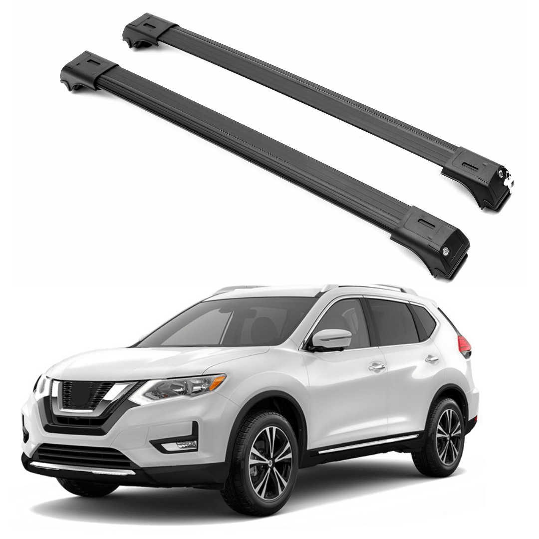 2 Piece Lockable Roof Rack Cross Bars For Nissan Rogue 2014-2020 | Black
