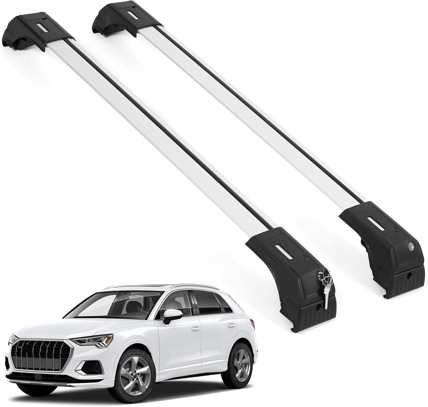 ERKUL Roof Rack Cross bars Fits Audi Q3 2012-2018 Fits Flush Rails Silver