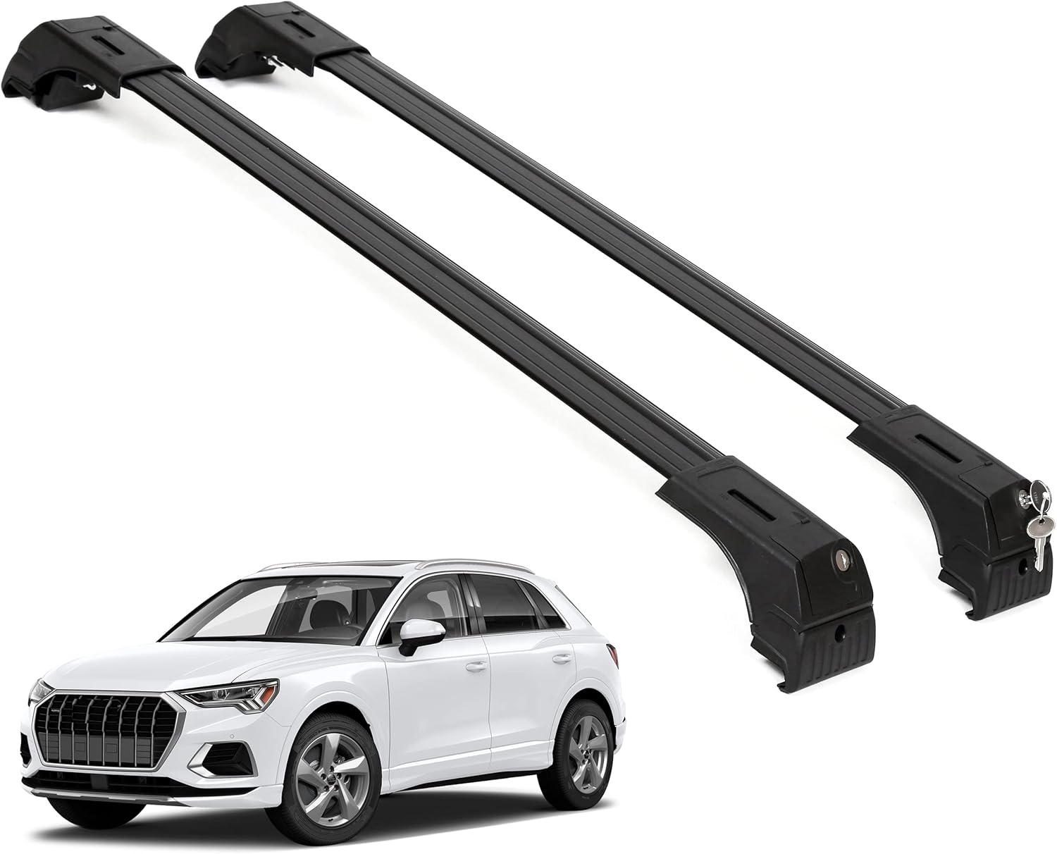 Fits Audi Q3 2012-2018 with Factory Rails 2PCS Roof Rack Cross Bars 165 LBS
