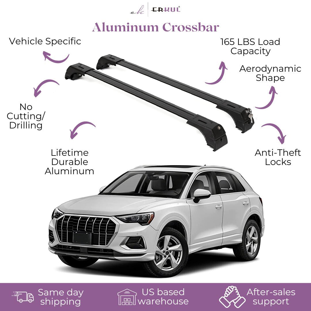Fits Audi Q3 2019-2025 with Factory Rails 2PCS Roof Rack Cross Bars 165 LBS