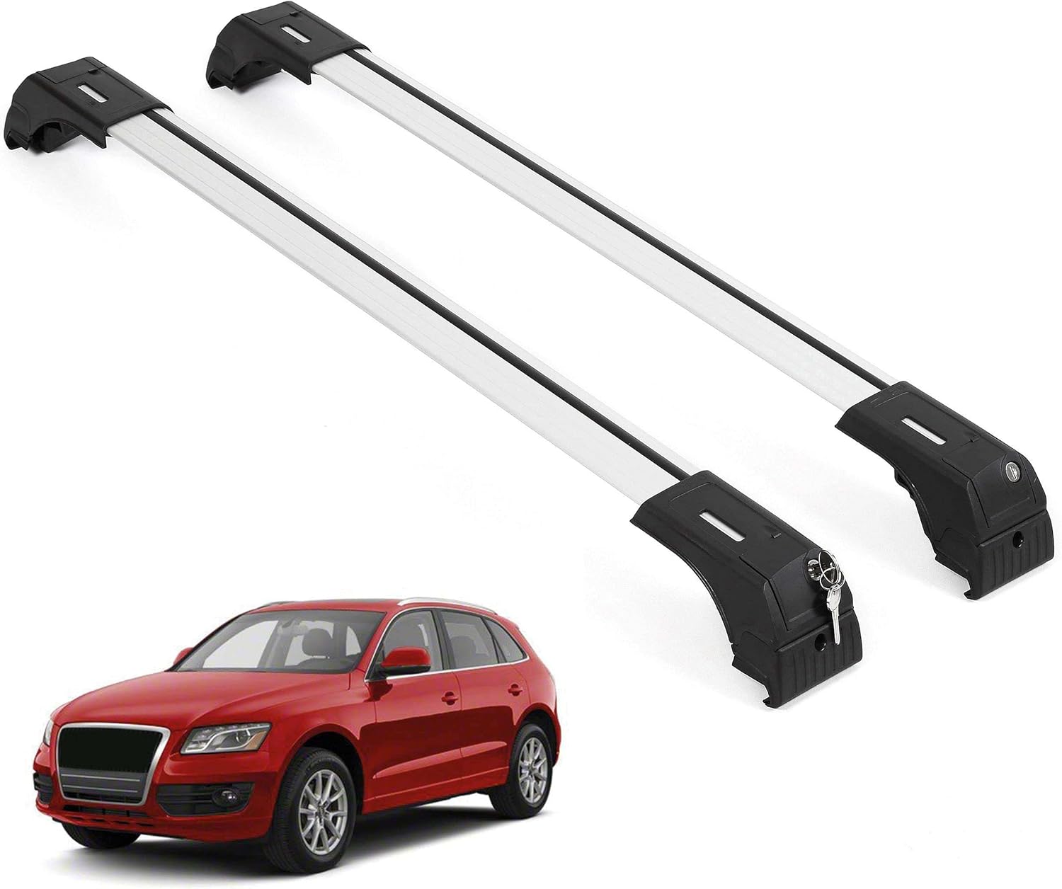 Fits Audi Q5 2009-2017 with Factory Rails 2PCS Roof Rack Cross Bars 165 LBS