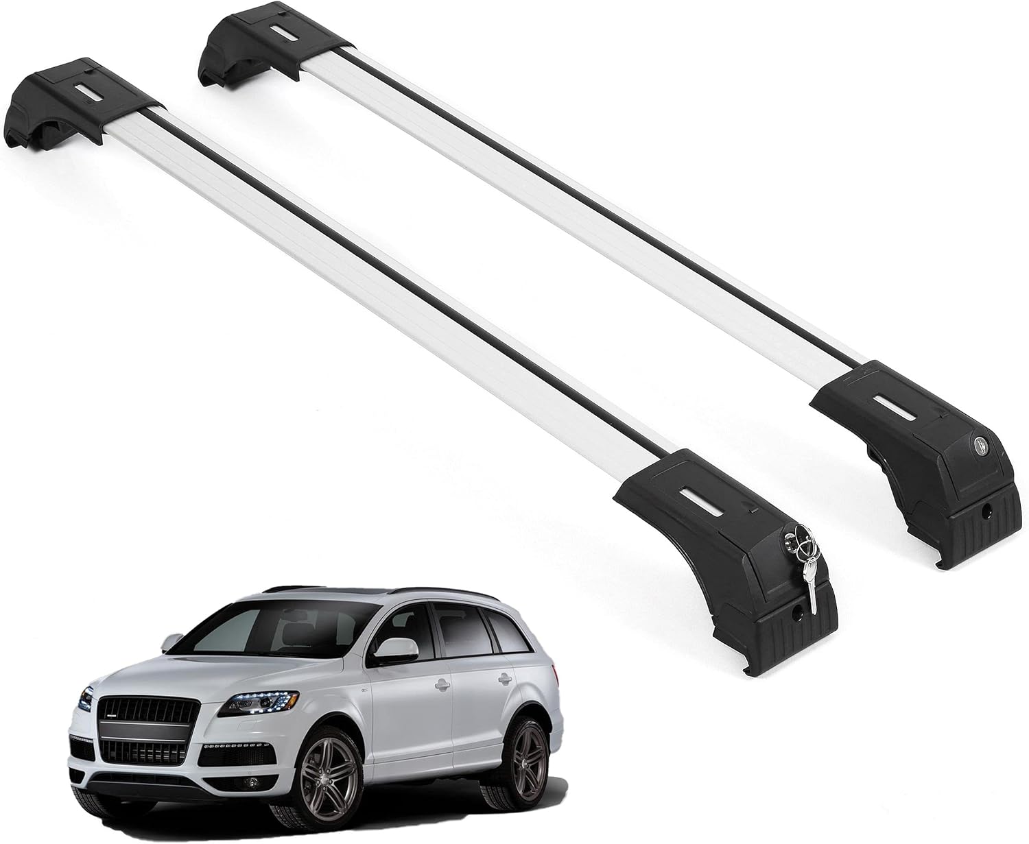 Fits Audi Q7 2007-2015 with Factory Rails 2PCS Roof Rack Cross Bars 165 LBS