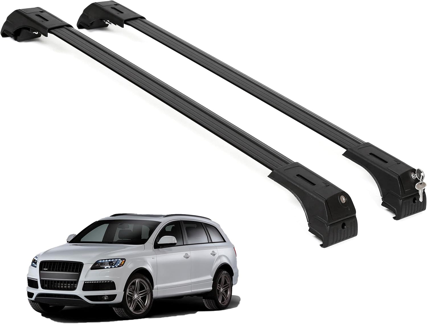Fits Audi Q7 2007-2015 with Factory Rails 2PCS Roof Rack Cross Bars 165 LBS
