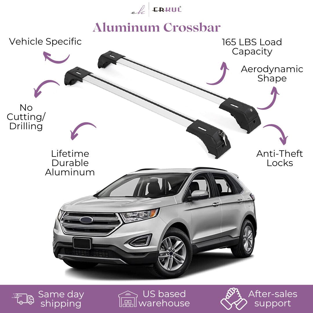 Fits Ford Edge 2015-2024 with Factory Rails 2PCS Roof Rack Cross Bars 165 LBS