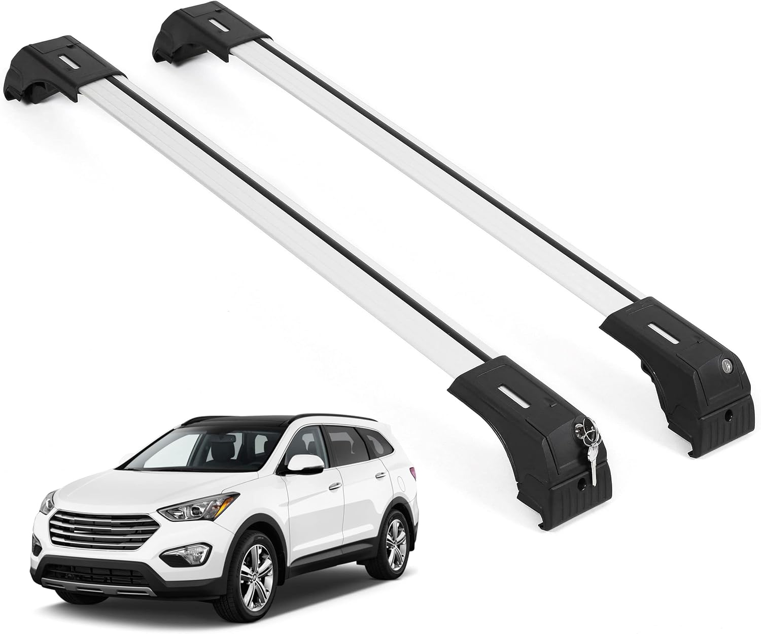 ERKUL Roof Rack Cross Bars for Hyundai Santa Fe 2013-2018 - Silver