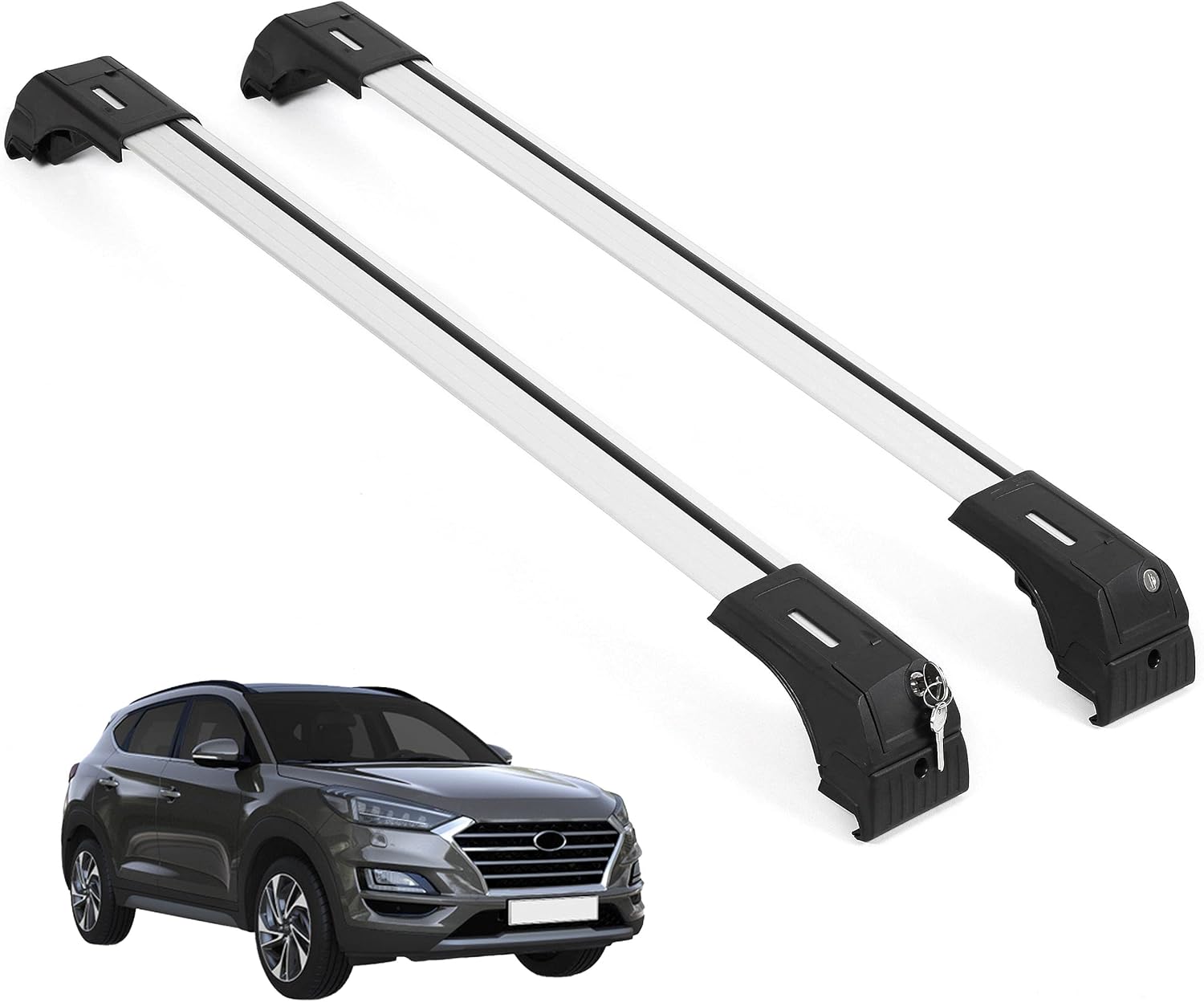 Fits Hyundai Tucson 2016-2021 with Flush Rails 2PCS Roof Rack Cross Bars 165 LBS