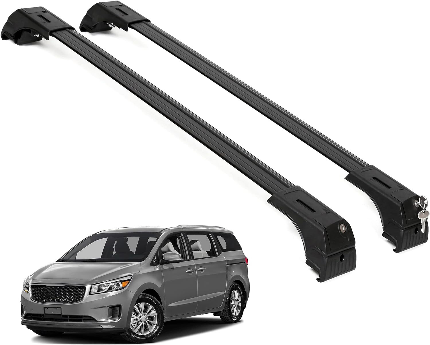 ERKUL Roof Rack Cross Bars Fits Kia Sedona 2015-2021 Fits Flush Rails Black