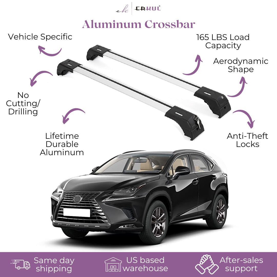 165 LBS Roof Rack Cross Bars Fits Lexus NX200T NX300 NX300H 2015-2021