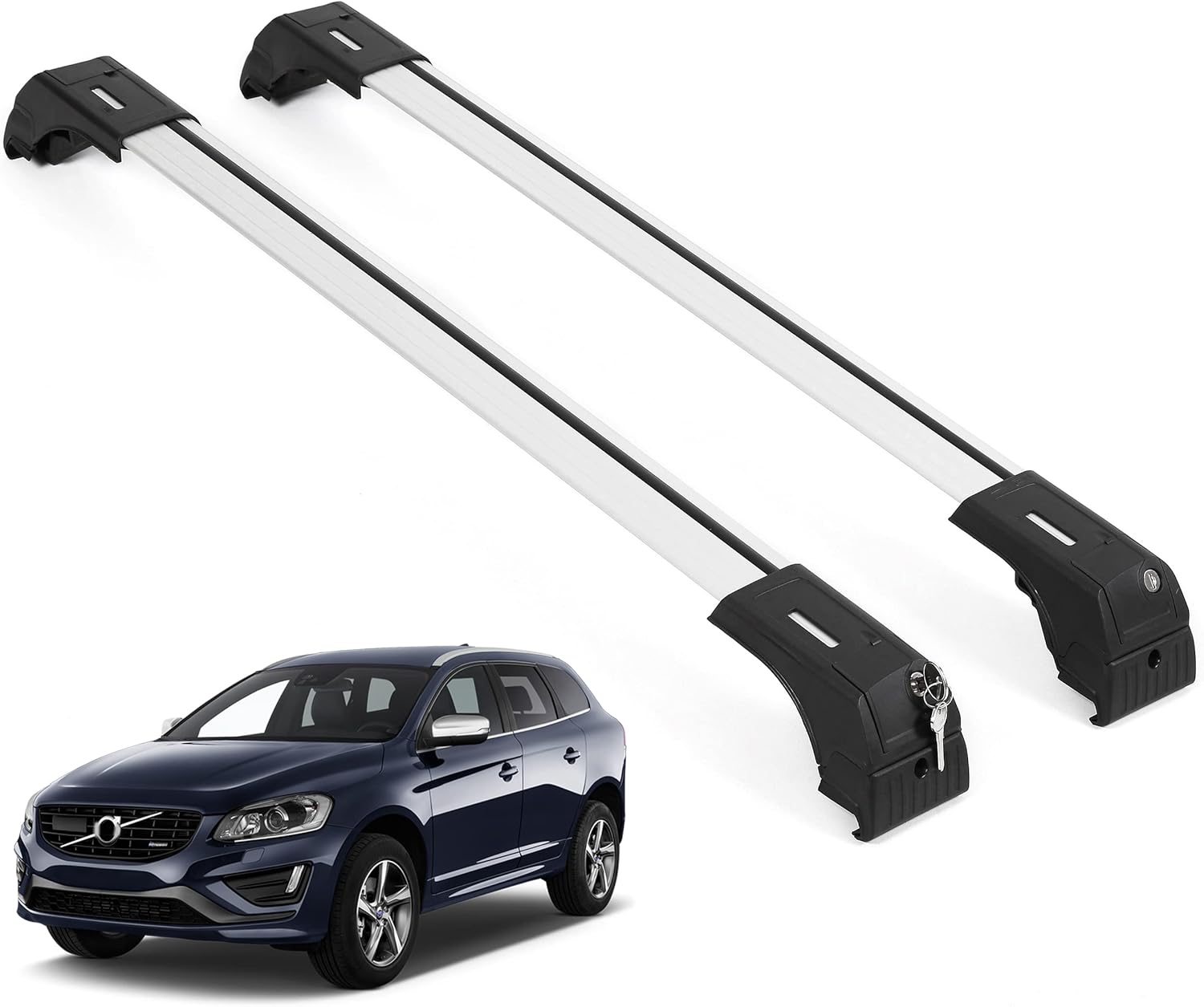 Fits Volvo XC60 2009-2017 with Factory Rails 2PCS Roof Rack Cross Bars 165 LBS