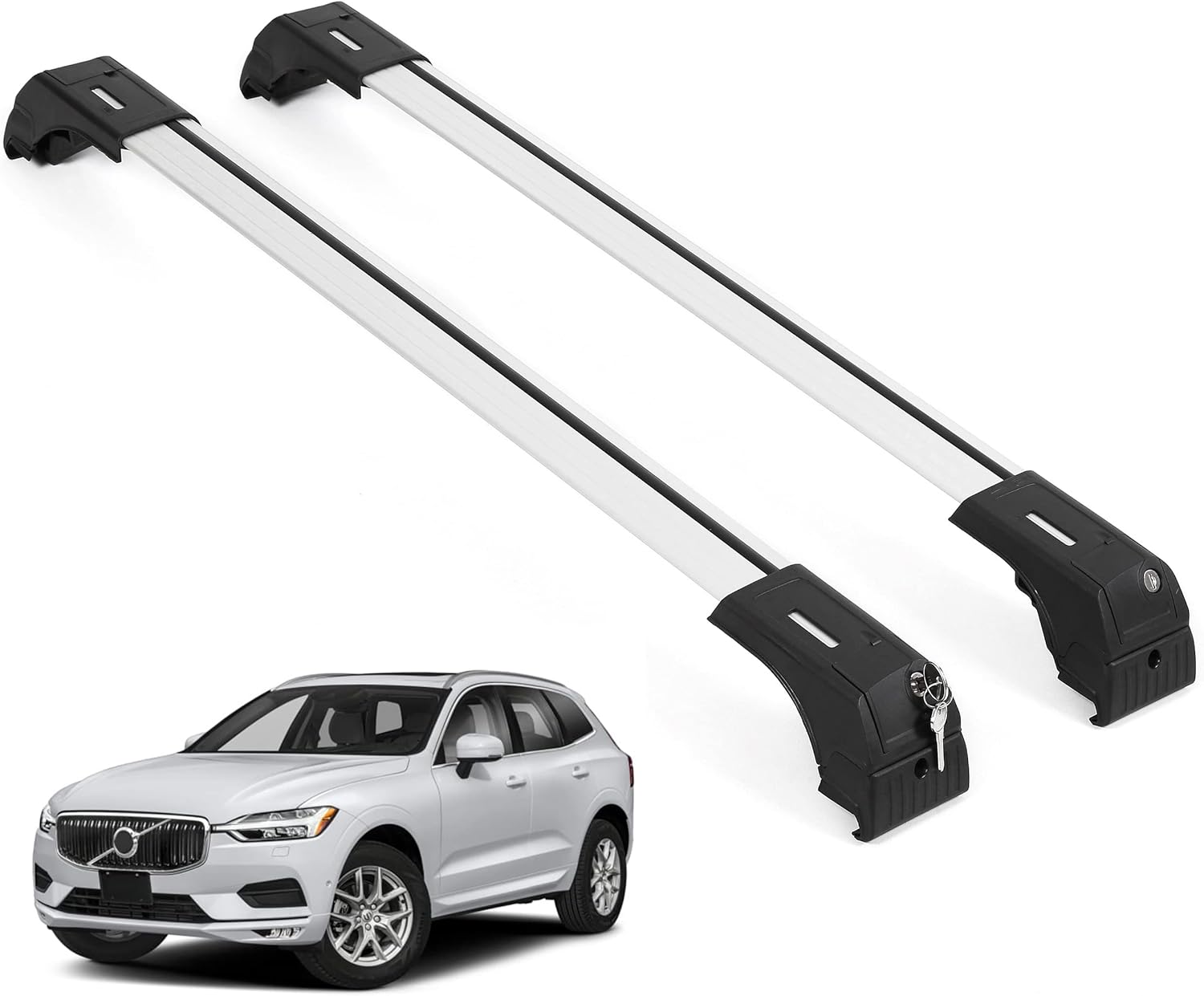 Fits Volvo XC60 2018-2026 with Factory Rails 2PCS Roof Rack Cross Bars 165 LBS