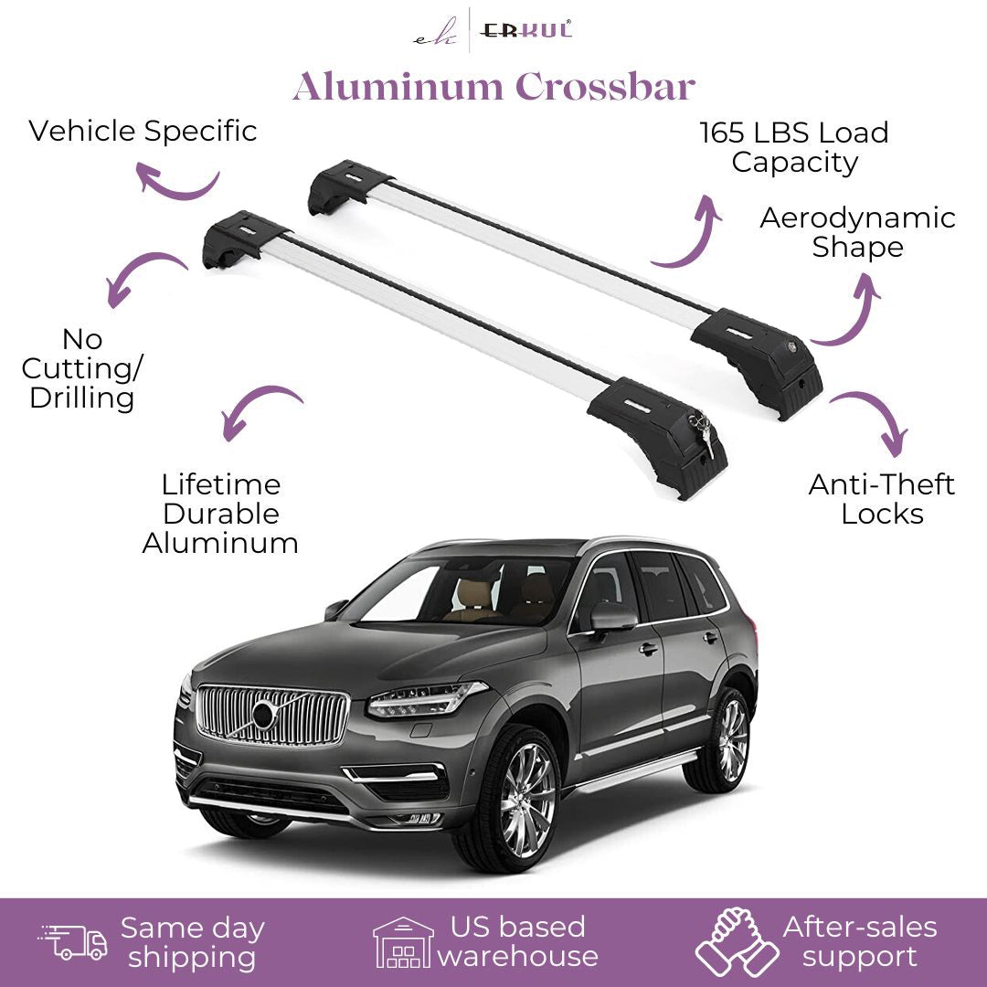Fits Volvo XC90 2016-2026 with Factory Rails 2PCS Roof Rack Cross Bars 165 LBS
