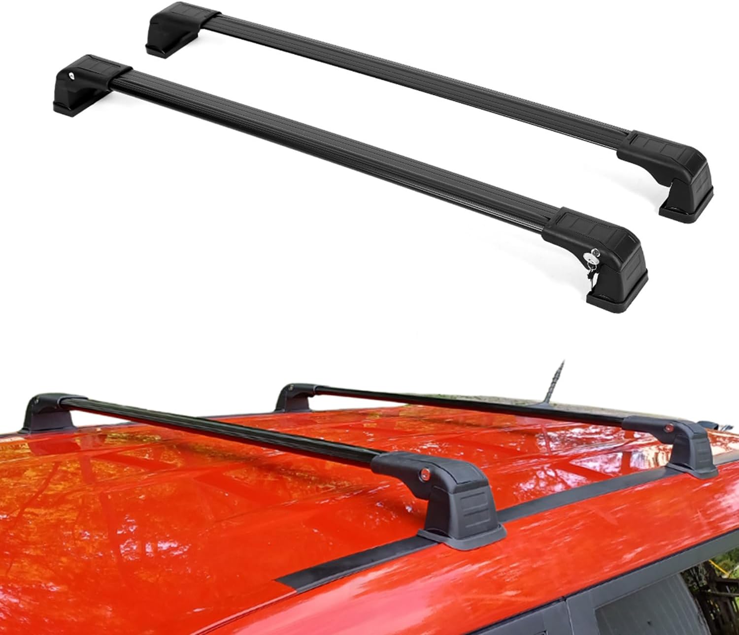 220lb Roof Rack Crossbars for Kia Soul 2020-2026 Fits Fixed Points Roofs - Black