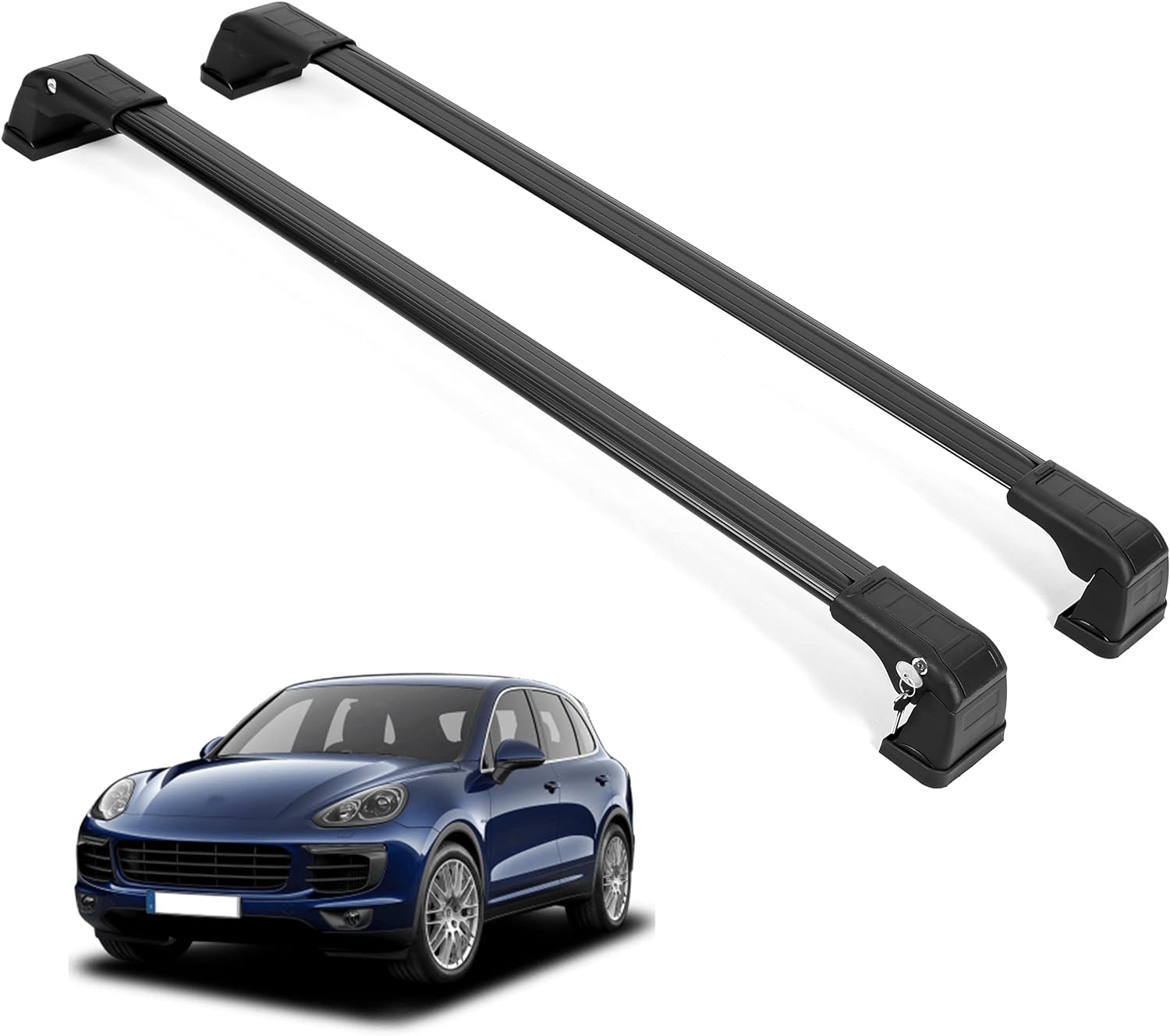 ERKUL Roof Rack Crossbars Fits Porsche Cayenne 2003-10 Aluminum Lockable Black