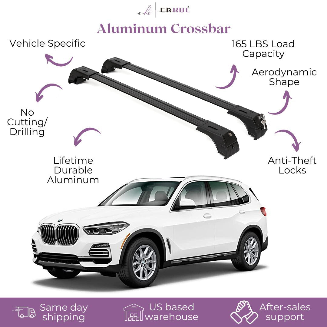 Fits BMW X5 2019-2026 with Factory Rails 2PCS Roof Rack Cross Bars 165 LBS