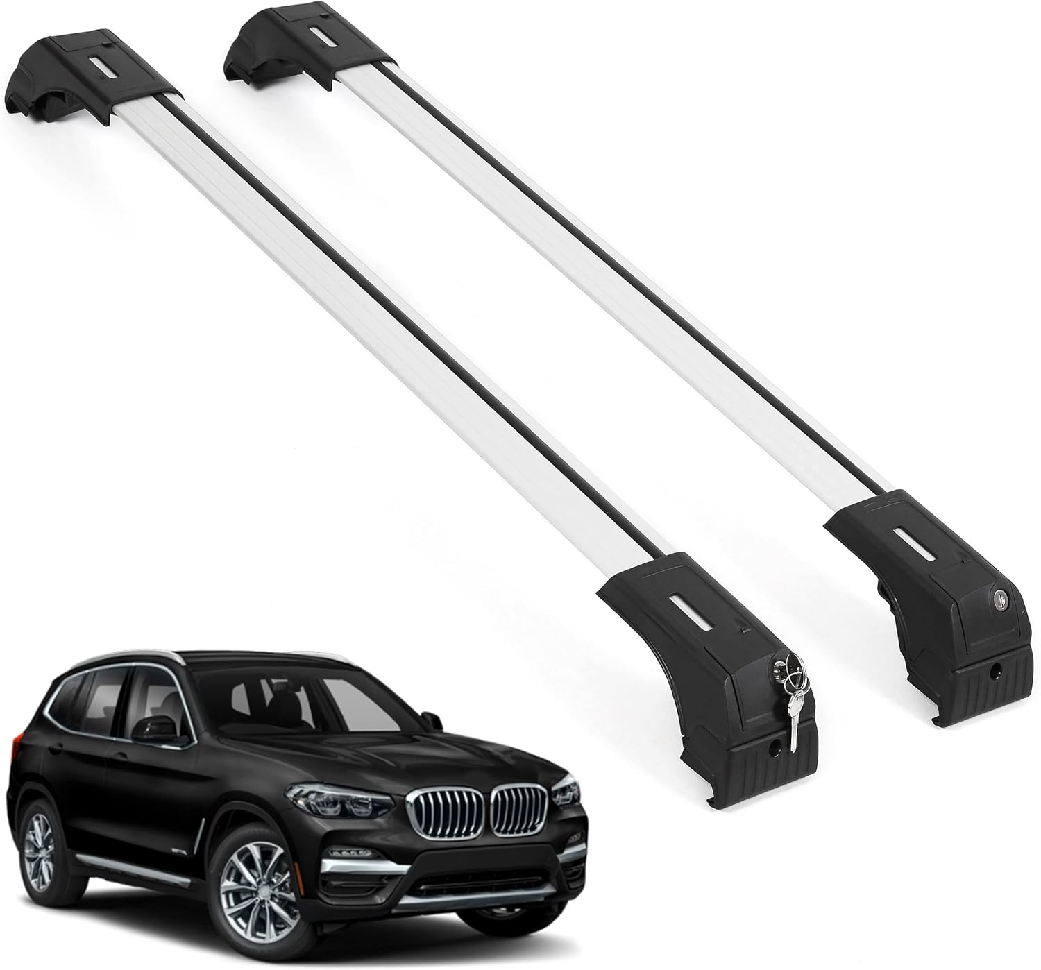 Fits BMW X3 2018-2024 with Factory Rails 2PCS Roof Rack Cross Bars 165 LBS