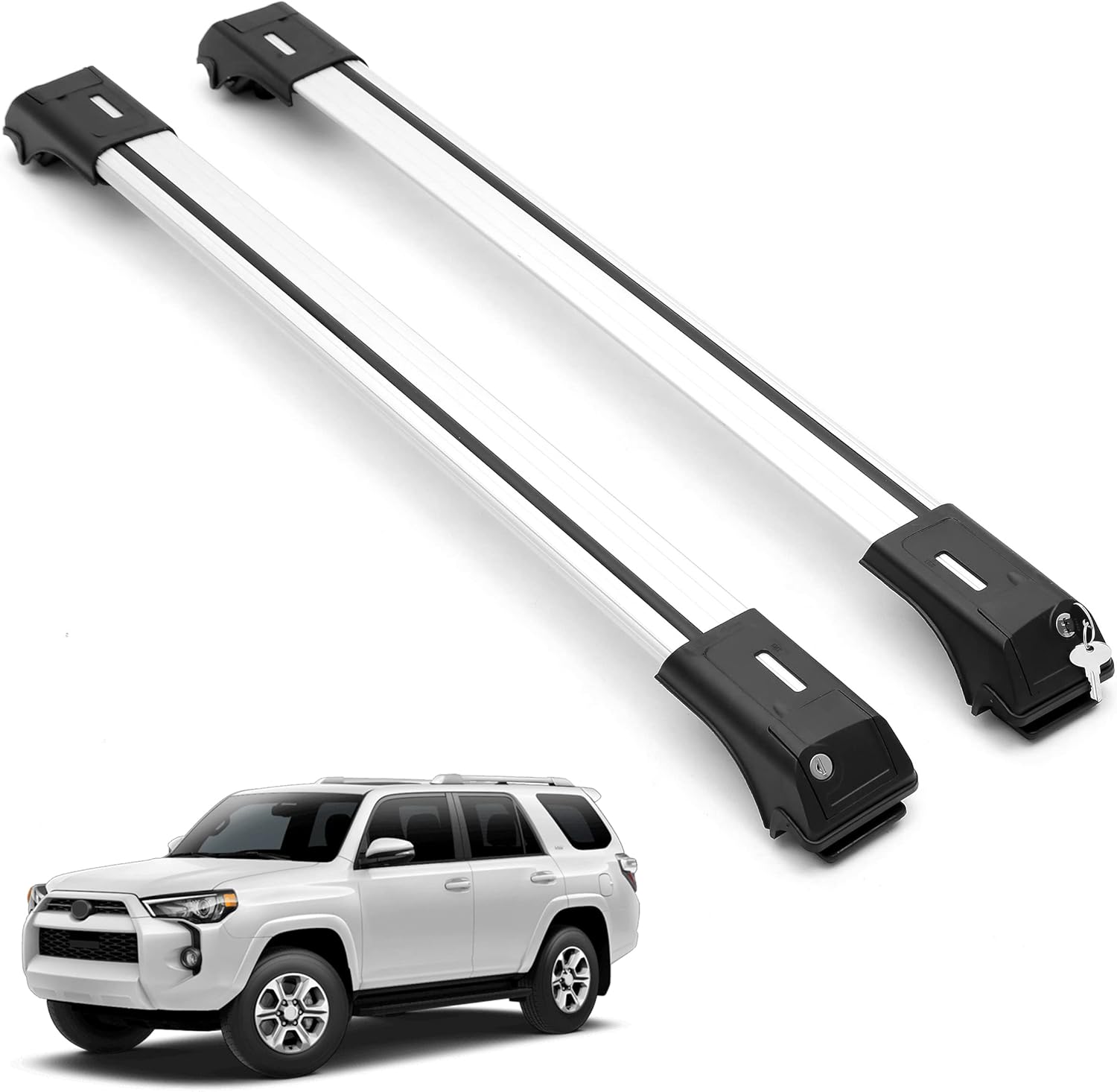 2 Piece Lockable Roof Rack Cross Bars For Toyota 4Runner 2010-24 | Silver