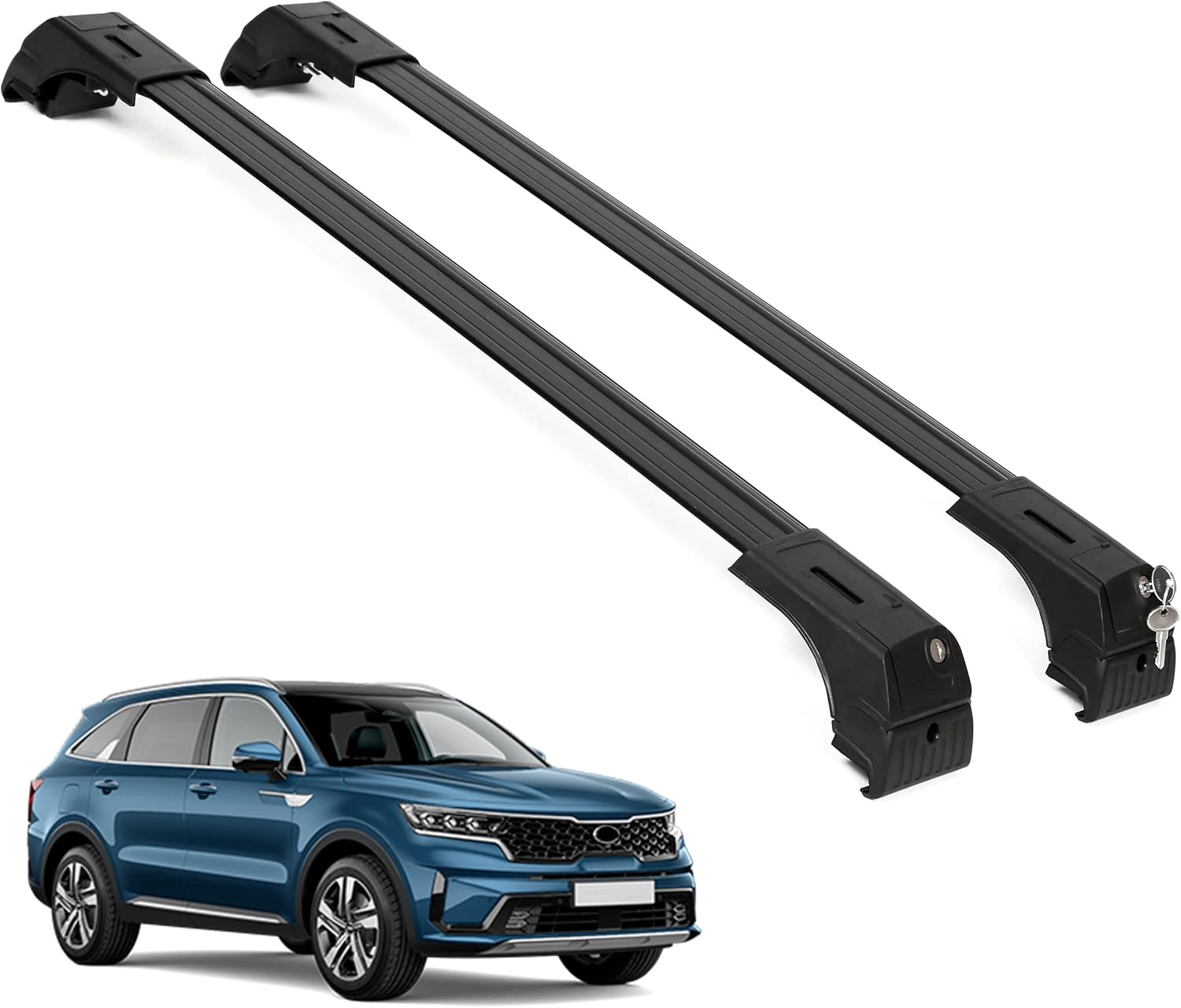 ERKUL roof rack cross bars Fits Kia Sorento 2021-2026 Fits Flush Rails Black