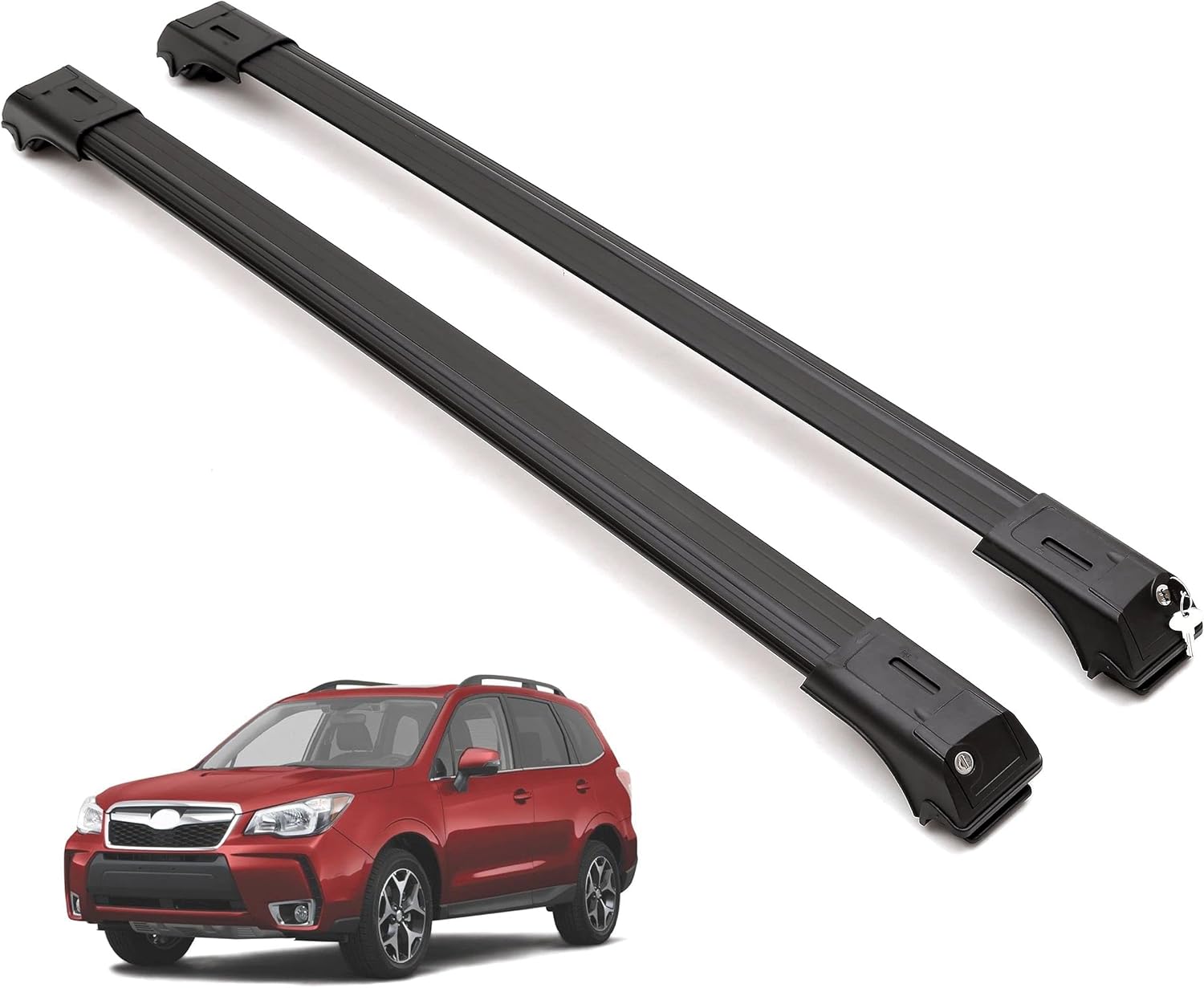 2 Piece Lockable Roof Rack Cross Bars For Subaru Forester 2014-2024 - Black