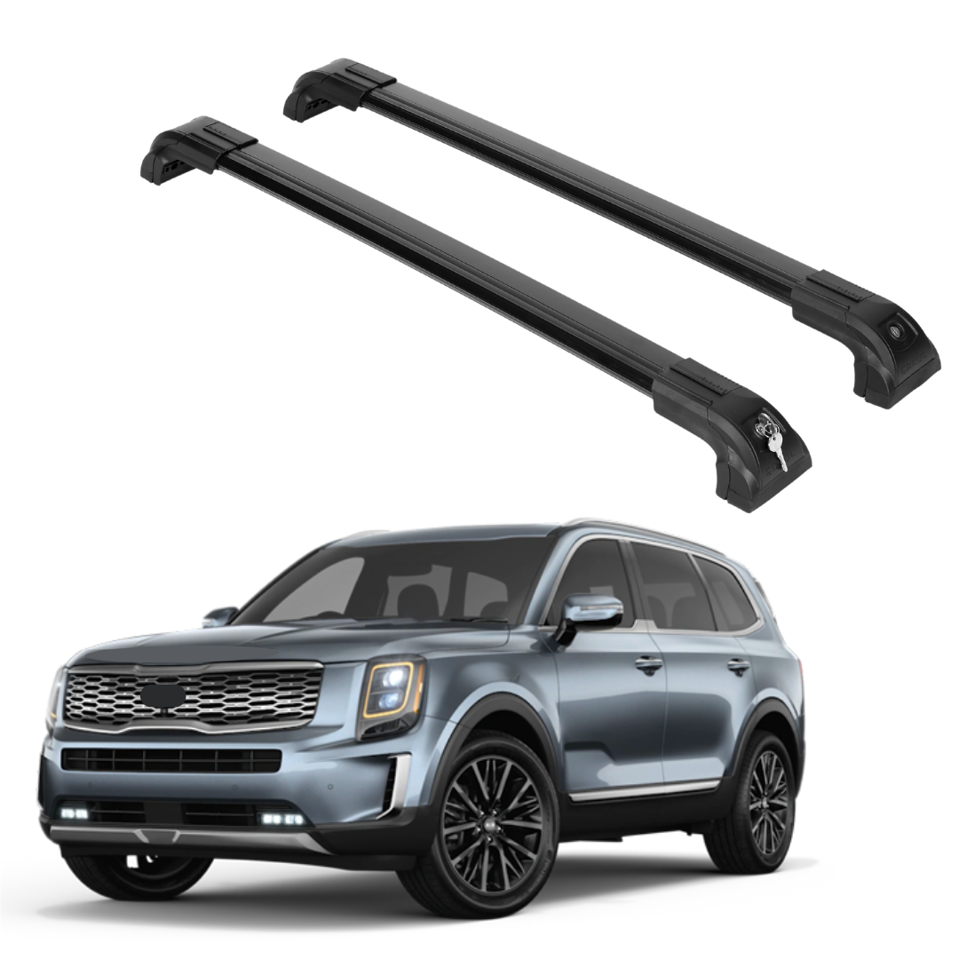 Heavy Duty 220 lbs Roof Rack Crossbars Fits Kia Telluride 2019-25 With Metal Mounts Black