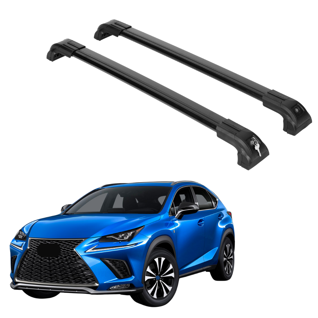 Erkul Roof Rack Crossbars Fits Lexus Nx200t 300 300h 2015-21 Metal Mounts Black