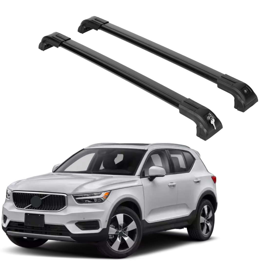 Heavy Duty Roof Rack Crossbars Fits Volvo XC-40 2019-2026 for Flush Rails Black