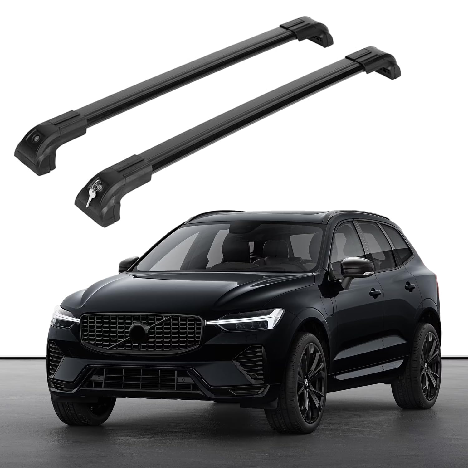 Heavy Duty Roof Rack Crossbars Fits Volvo XC60 2018-2025 for Flush Rails Black