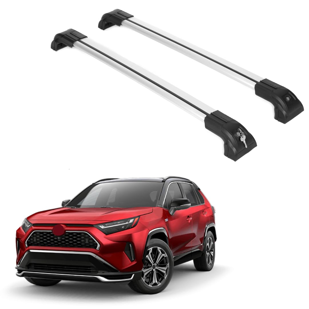 Heavy Duty Roof Rack Crossbars Fits Toyota RAV4 2019-25 for Flush Rails Silver