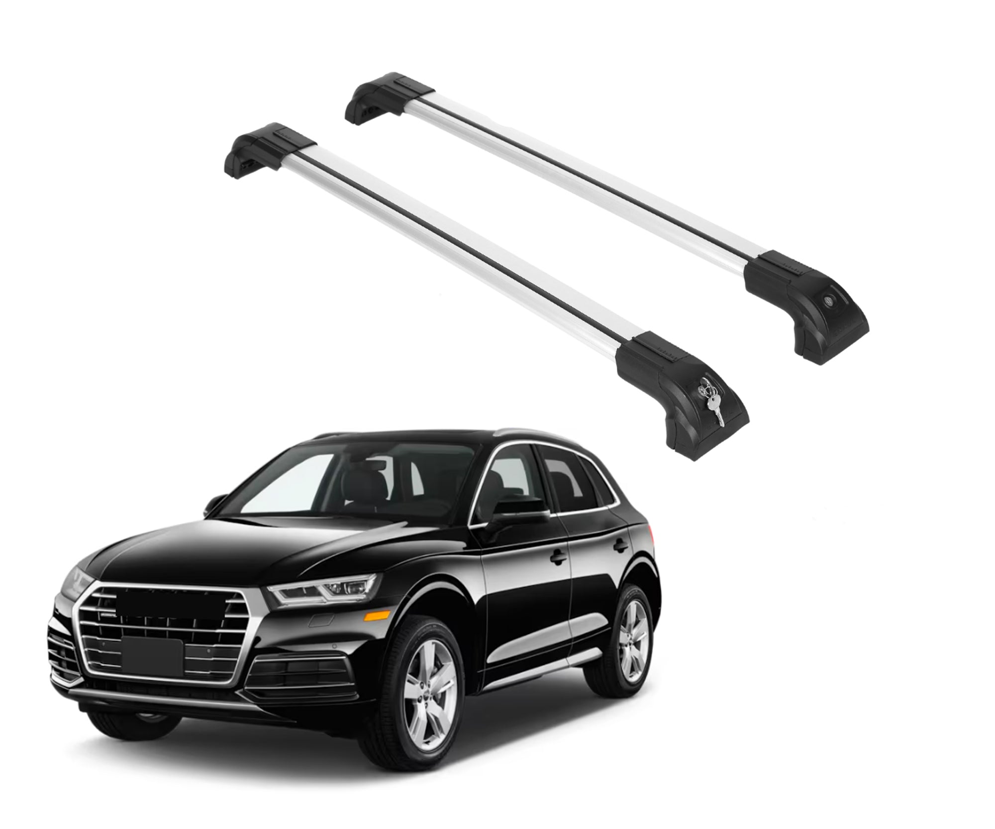Heavy Duty 220 lbs Roof Rack Crossbars Fit Audi Q5 / SQ5 2018-2025 With Metal Mounts Silver
