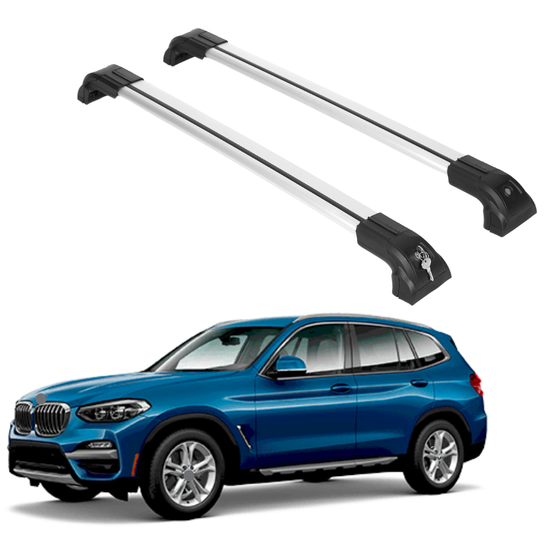 Heavy Duty 220 lbs Roof Rack Crossbars Fits BMW X3 G01 2018-2025 With Metal Mounts Silver