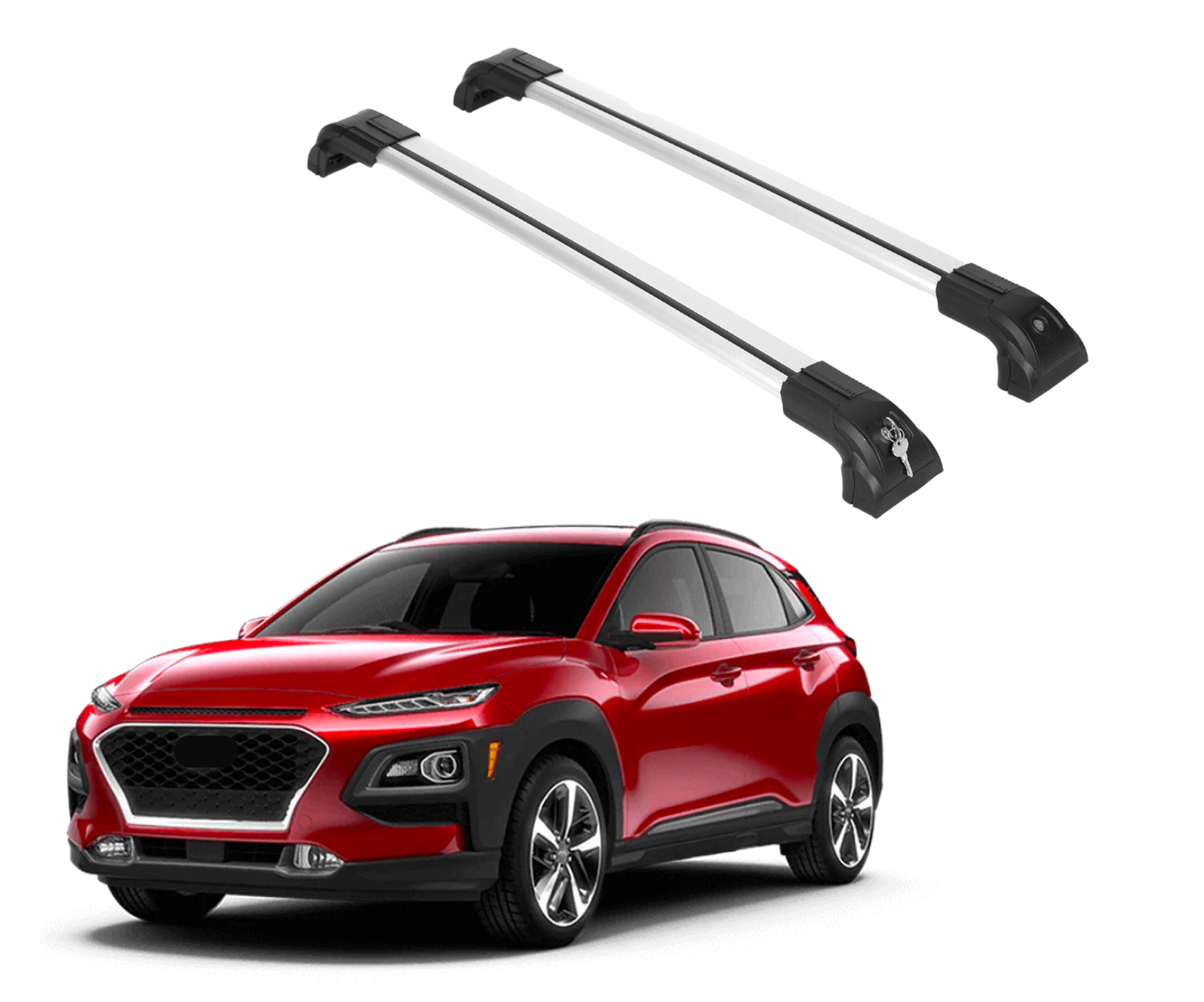 Heavy Duty Roof Rack Crossbars Fits Hyundai Kona 2018-23 for Flush Rails Silver