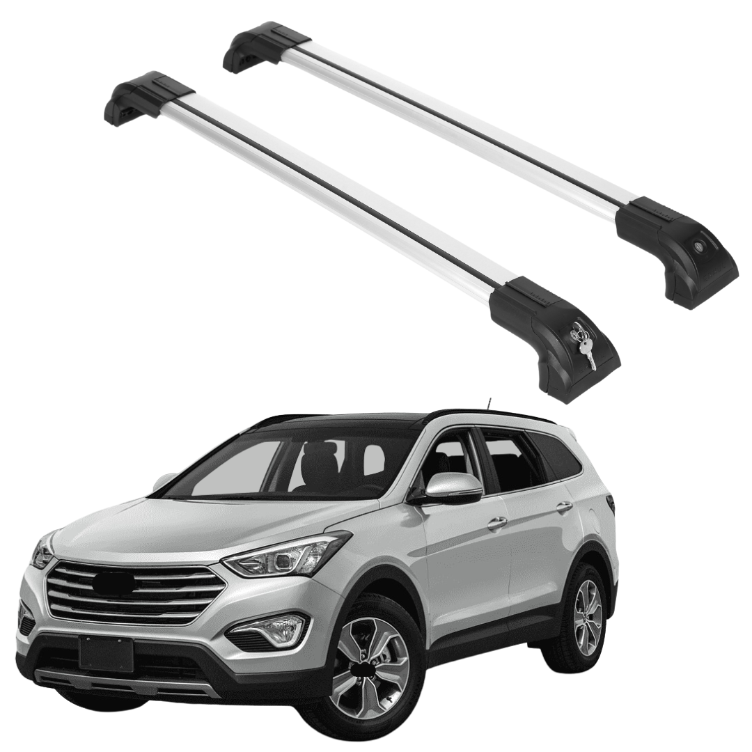 Heavy Duty 220 lbs Roof Rack Crossbar Fits Hyundai Santa Fe 13-18 With Metal Mounts Silver