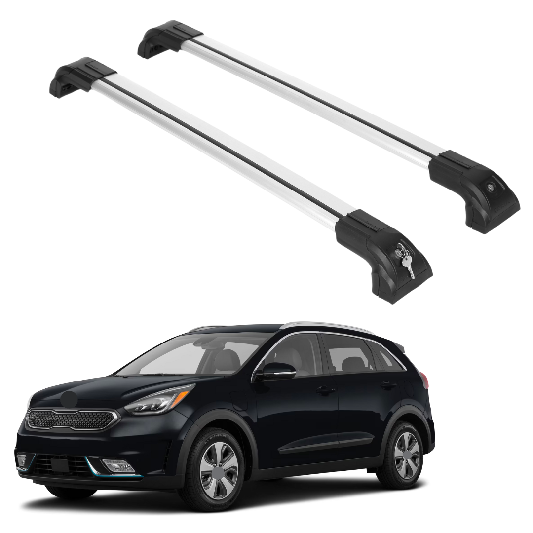 Heavy Duty 220 lbs Roof Rack Crossbars Fits Kia Niro 16-22 DE/SG2 With Metal Mounts Silver