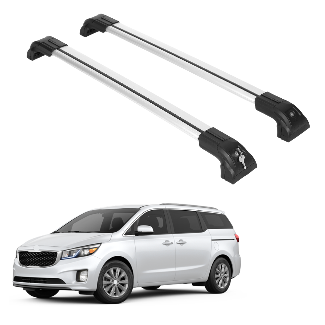 Heavy Duty Roof Rack Crossbars Fits Kia Sedona 2015-2021 for Flush Rails Silver