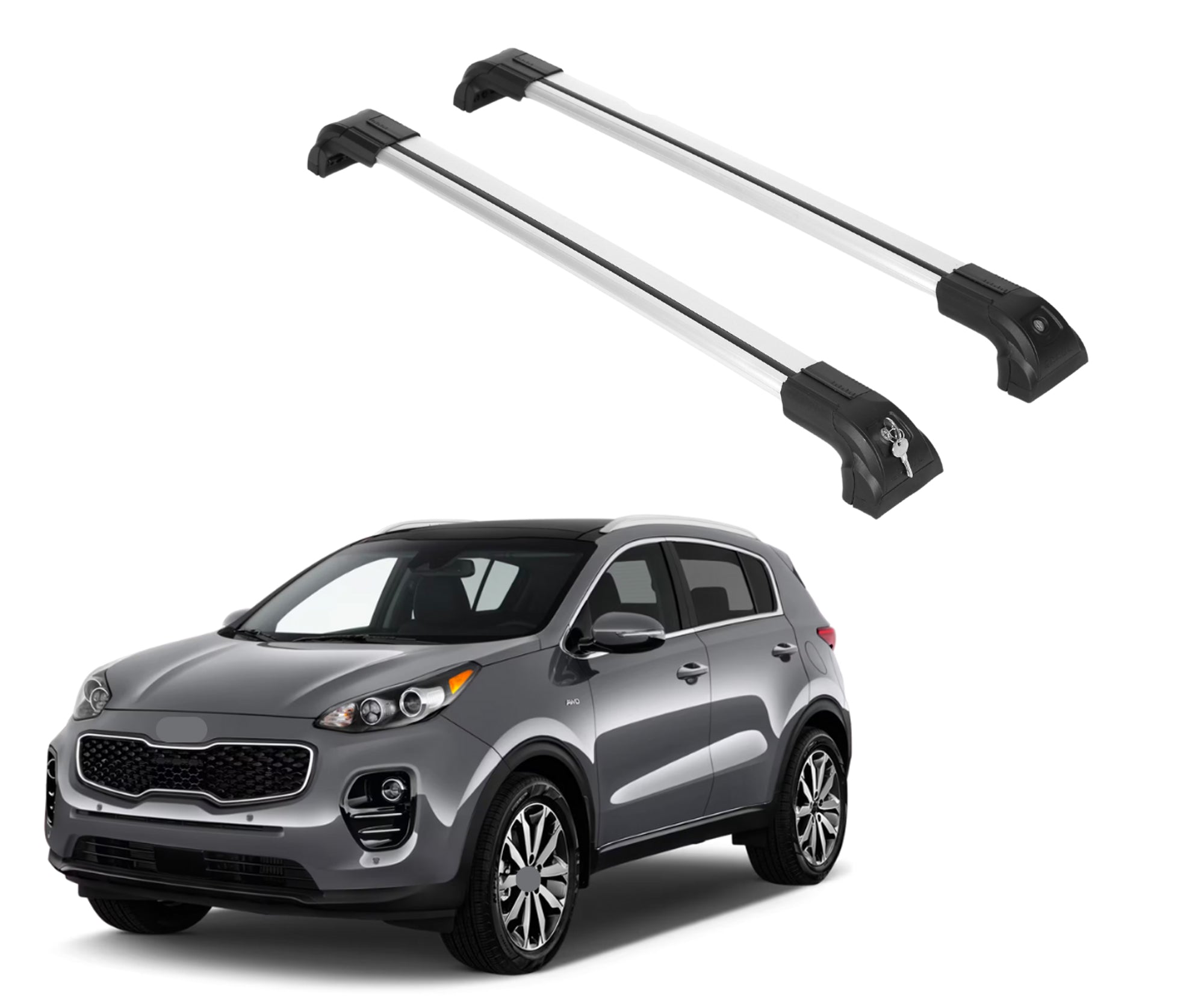 Heavy Duty 220 lbs Roof Rack Crossbars Fits Kia Sportage 2017-22 With Metal Mounts Silver