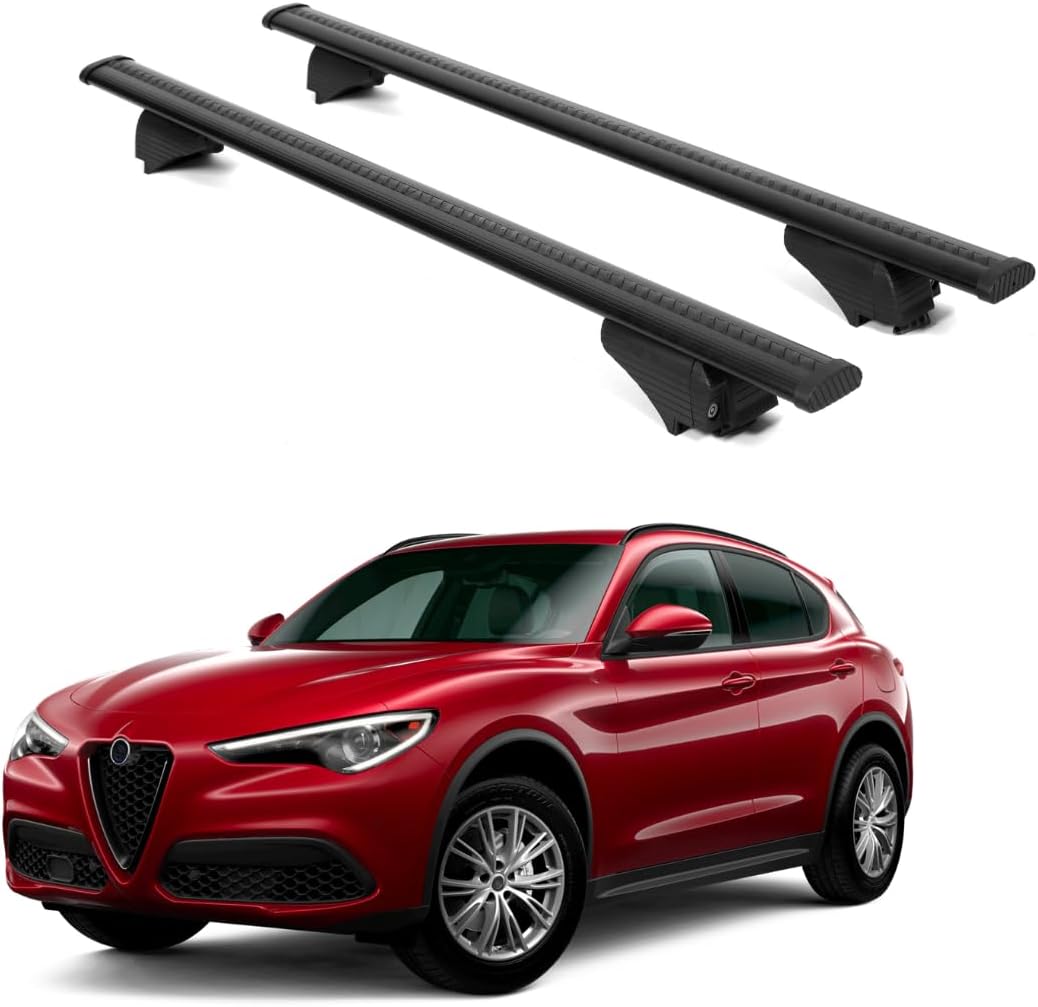 Erkul Roof Rack Crossbar Fits Alfa Romeo Stelvio 2017-24 Aluminum Lockable Black