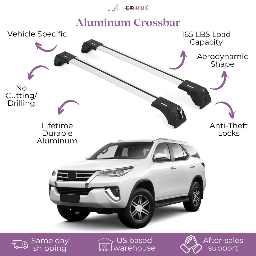 Fits Toyota Fortuner 2015-2026 with Factory Rails Roof Rack Cross Bars 165 LBS