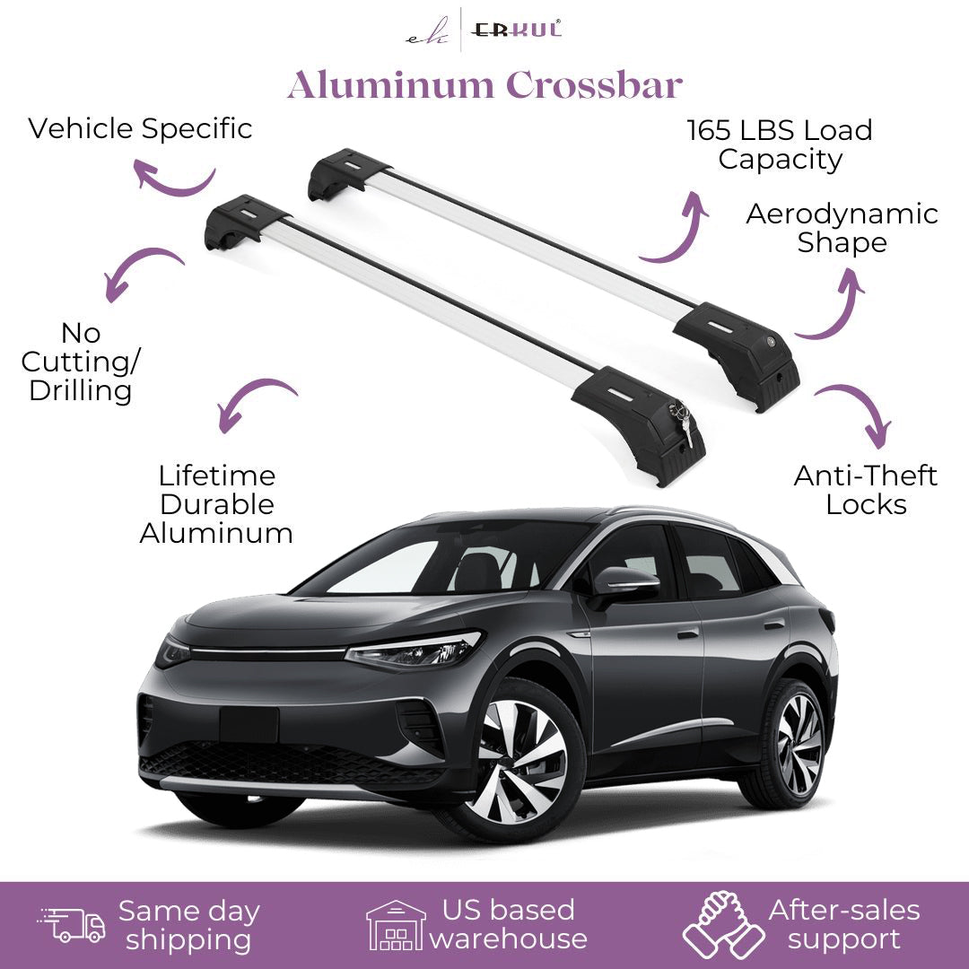 Fits Volkswagen ID.4 2021-2025 with Factory Rails Roof Rack Cross Bars 165 LBS