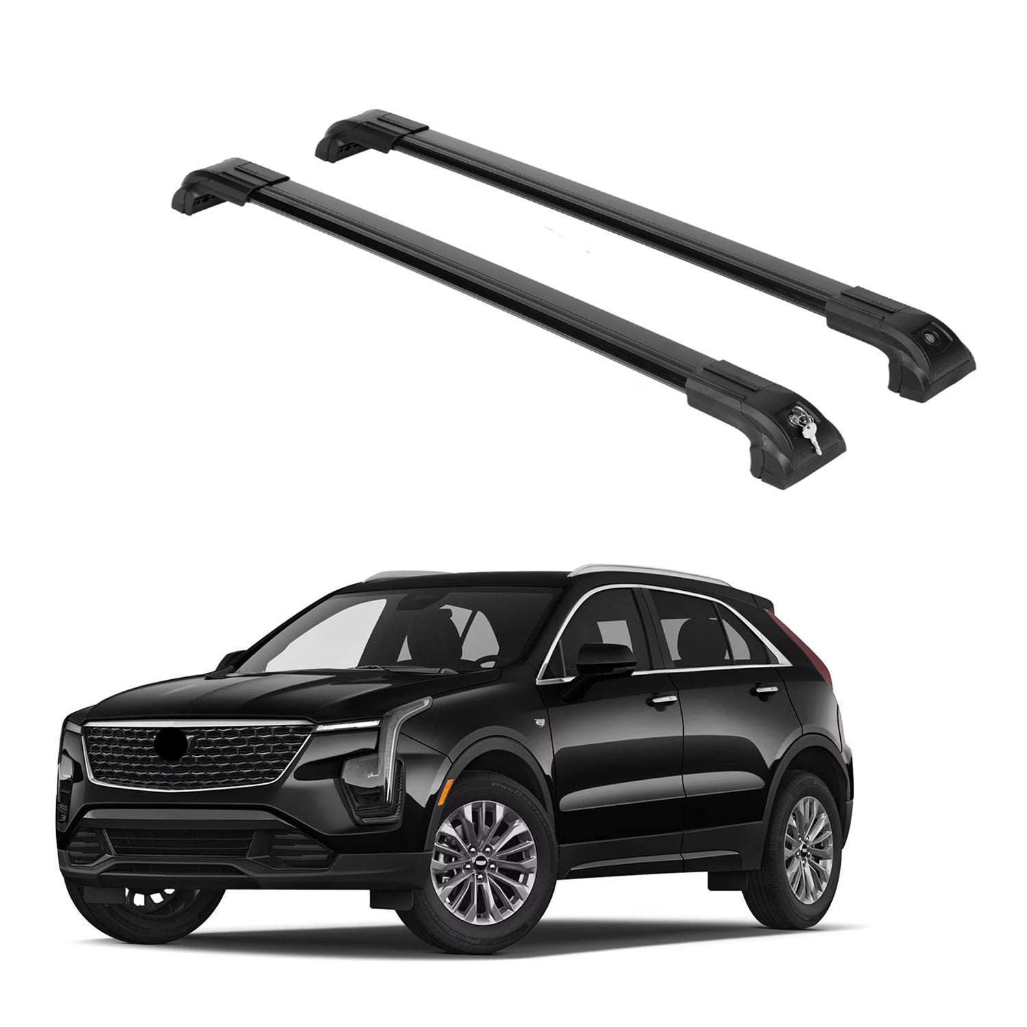 Heavy Duty 220 lbs Roof Rack Crossbars Fit Cadillac XT4 2019-2025 With Metal Mounts Black