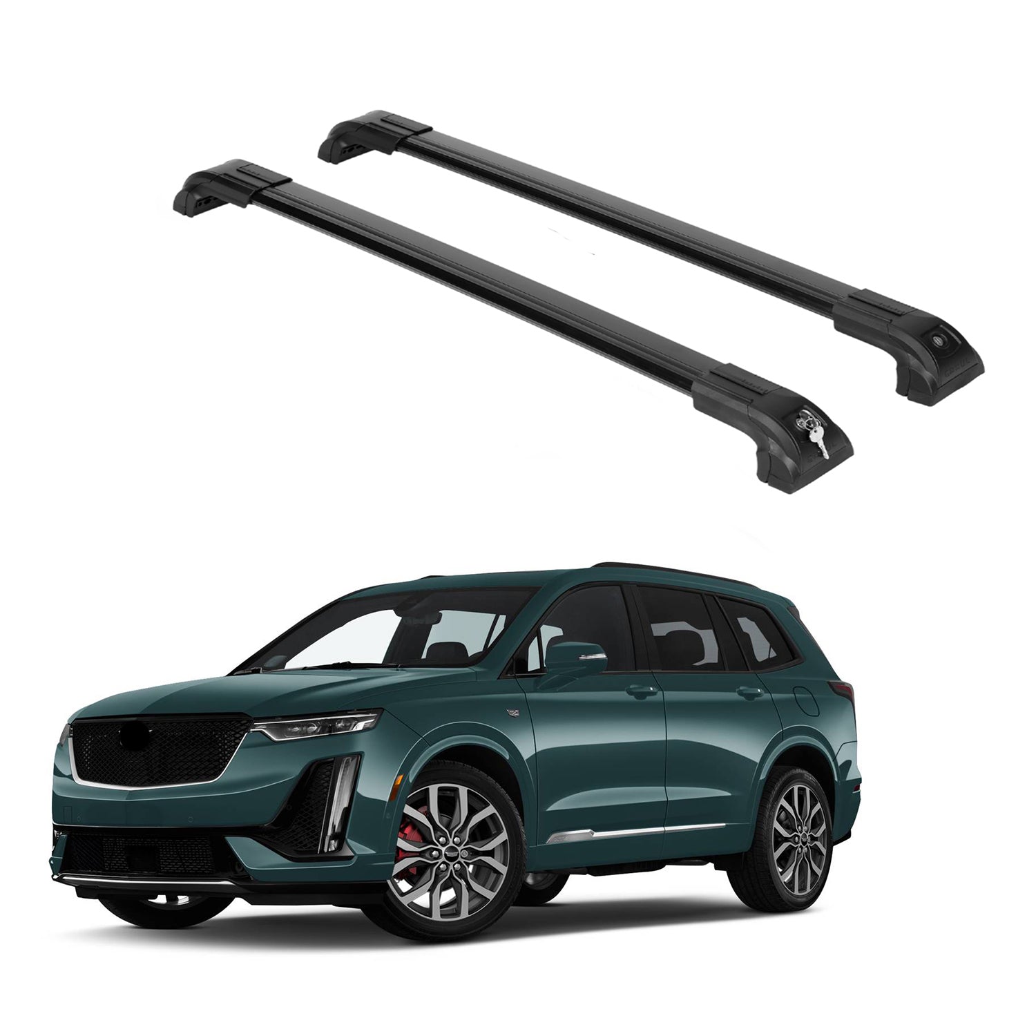 Heavy Duty Roof Rack Crossbars Fit Cadillac XT6 2017-2025 for Flush Rails Black