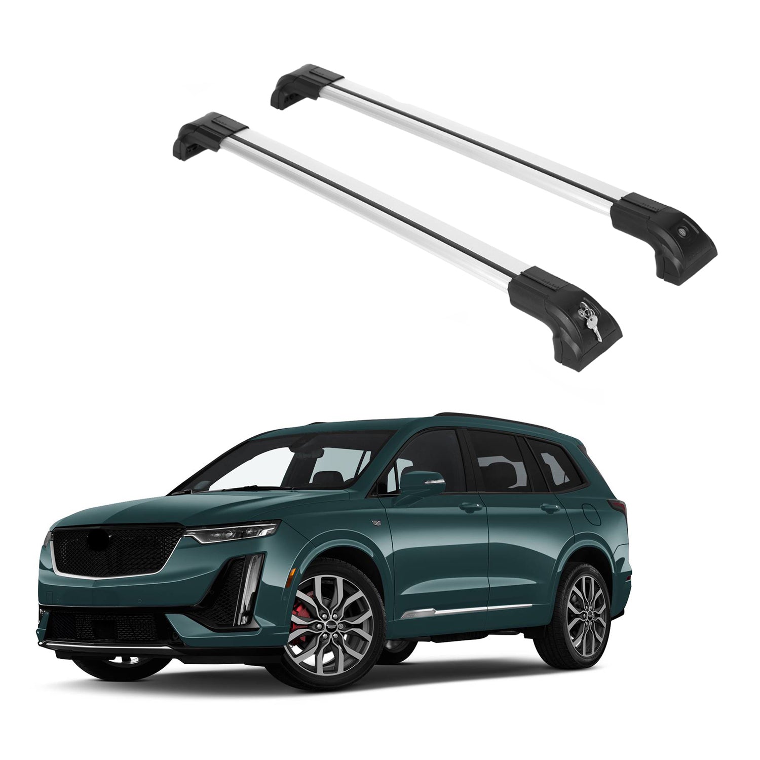 Heavy Duty Roof Rack Crossbars Fit Cadillac XT6 2017-2025 for Flush Rails Silver