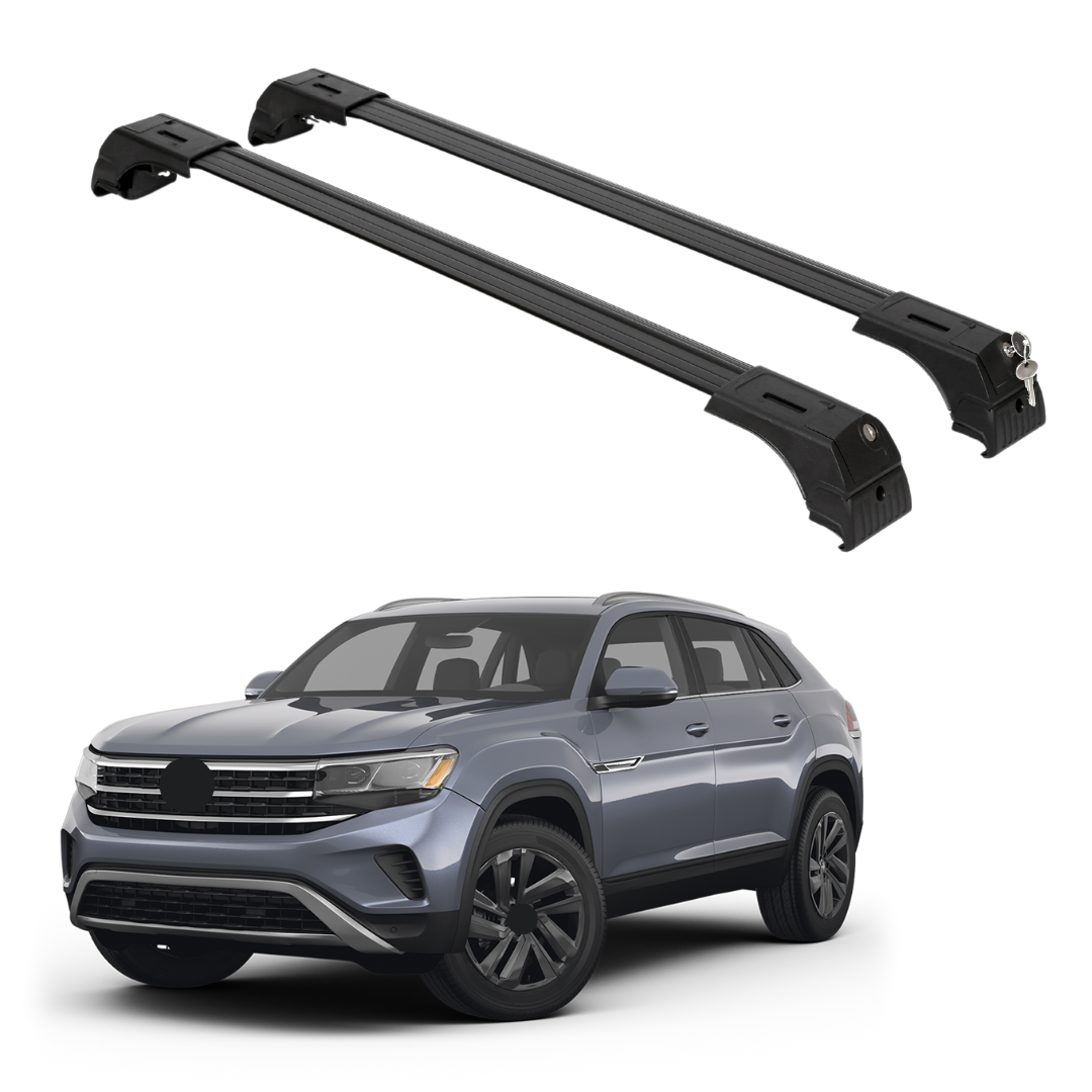 Erkul Roof Rack Cross bars Fit Volkswagen Atlas Cross Sport 2020-2026 Aluminum Black
