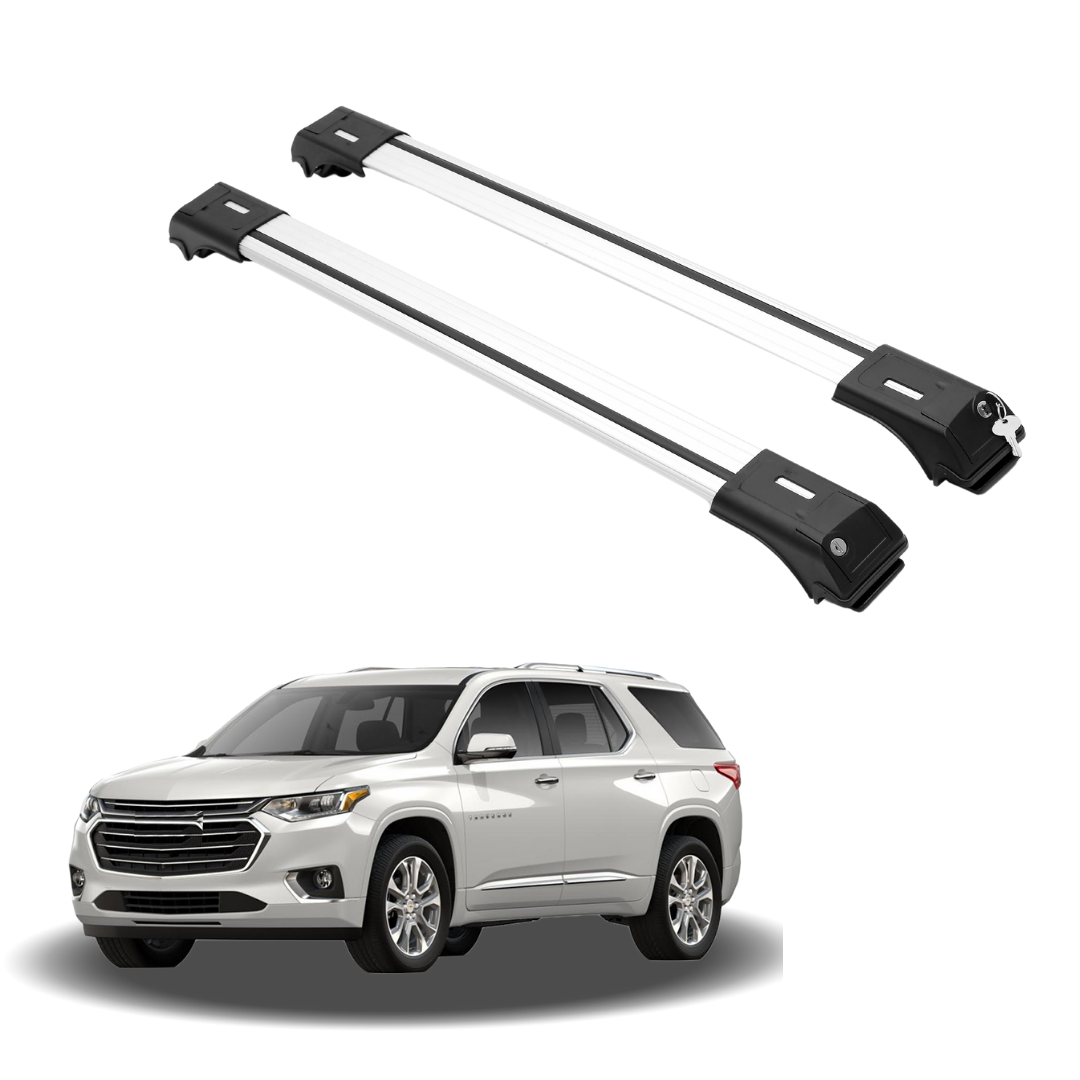 2 Piece Lockable Roof Rack Cross Bars Fit Chevrolet Traverse 2018-2023 -Silver