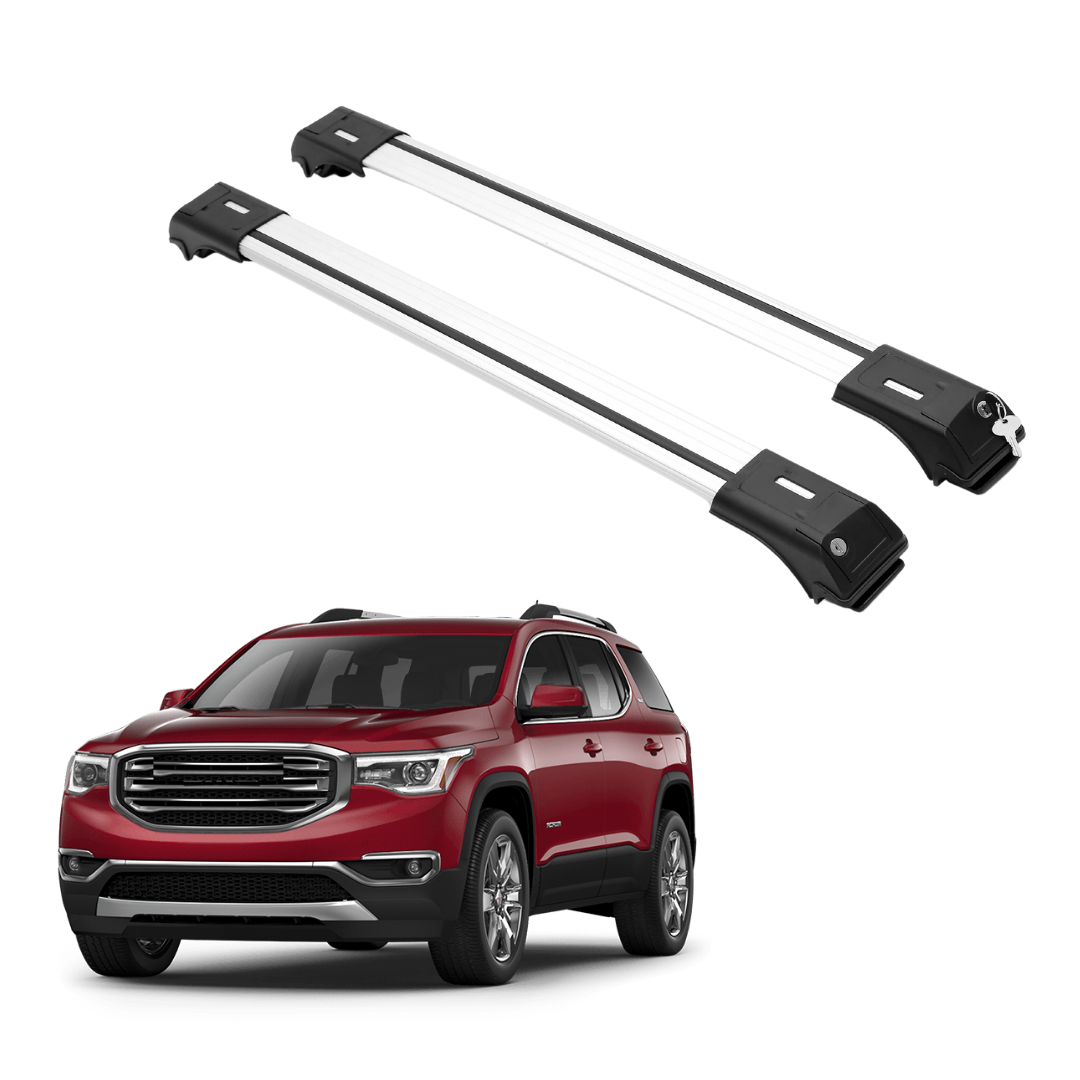 2 Piece Lockable Roof Rack Cross Bars For GMC Acadia 2017-2023 | Silver