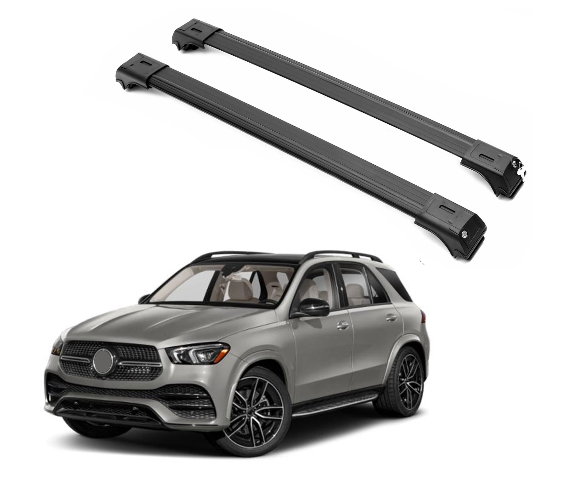 2 Piece Lockable Roof Rack Cross Bars For Mercedes GLE V167 2019-2026 | Black